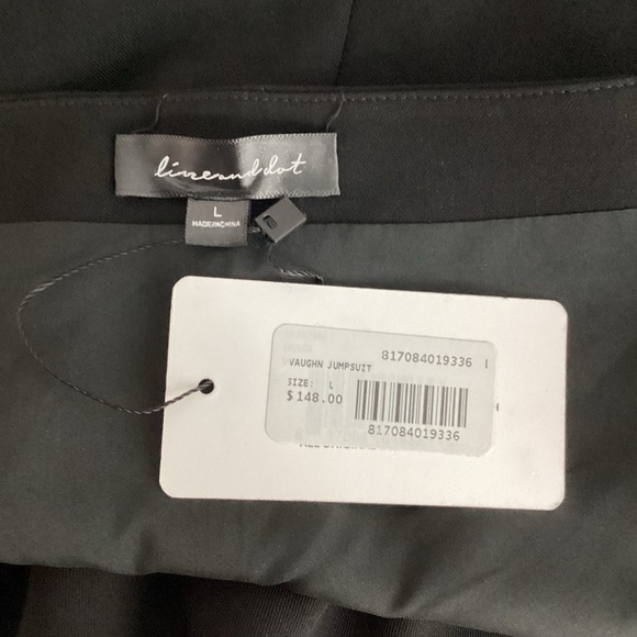 Line & Dot Vaughn One Shoulder Black Jumpsuit Ring Detail Size L - Picture 6 of 7